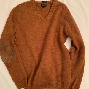 J Crew brown v neck sweater with elbow patches